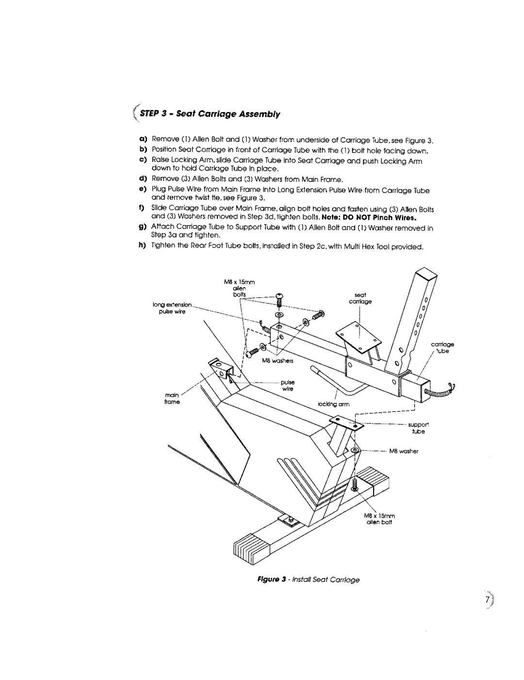 New Balance 5K owner manual Seat Carriage Assembly 