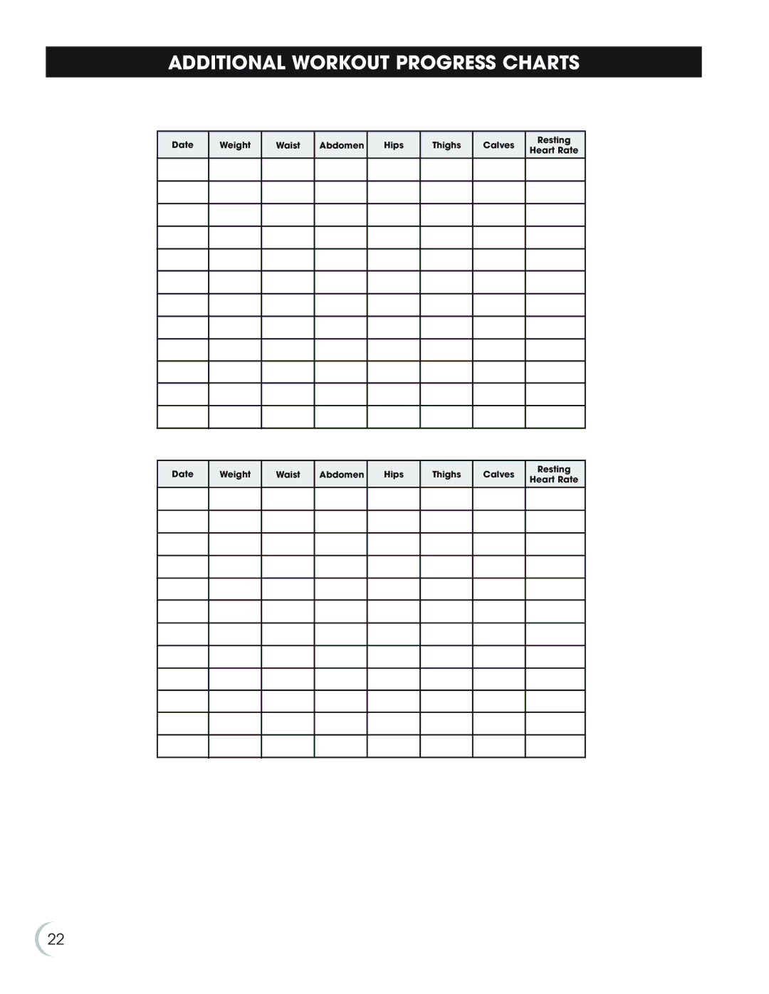 New Balance 8.0e owner manual Additional Workout Progress Charts 