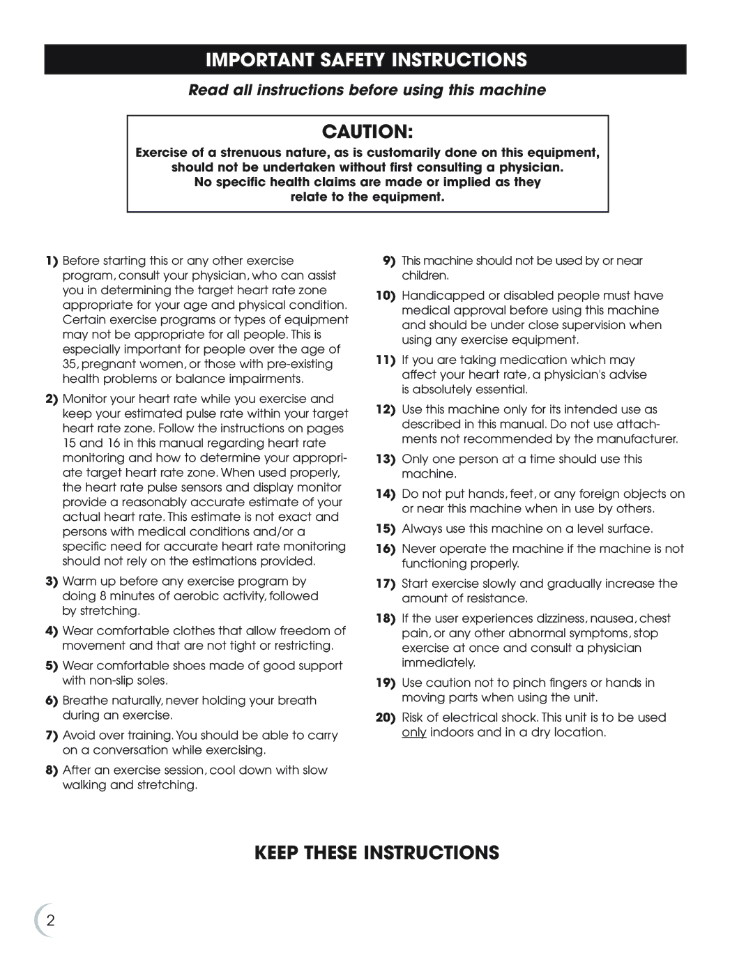 New Balance 8.0e Important Safety Instructions, Keep These Instructions, Read all instructions before using this machine 