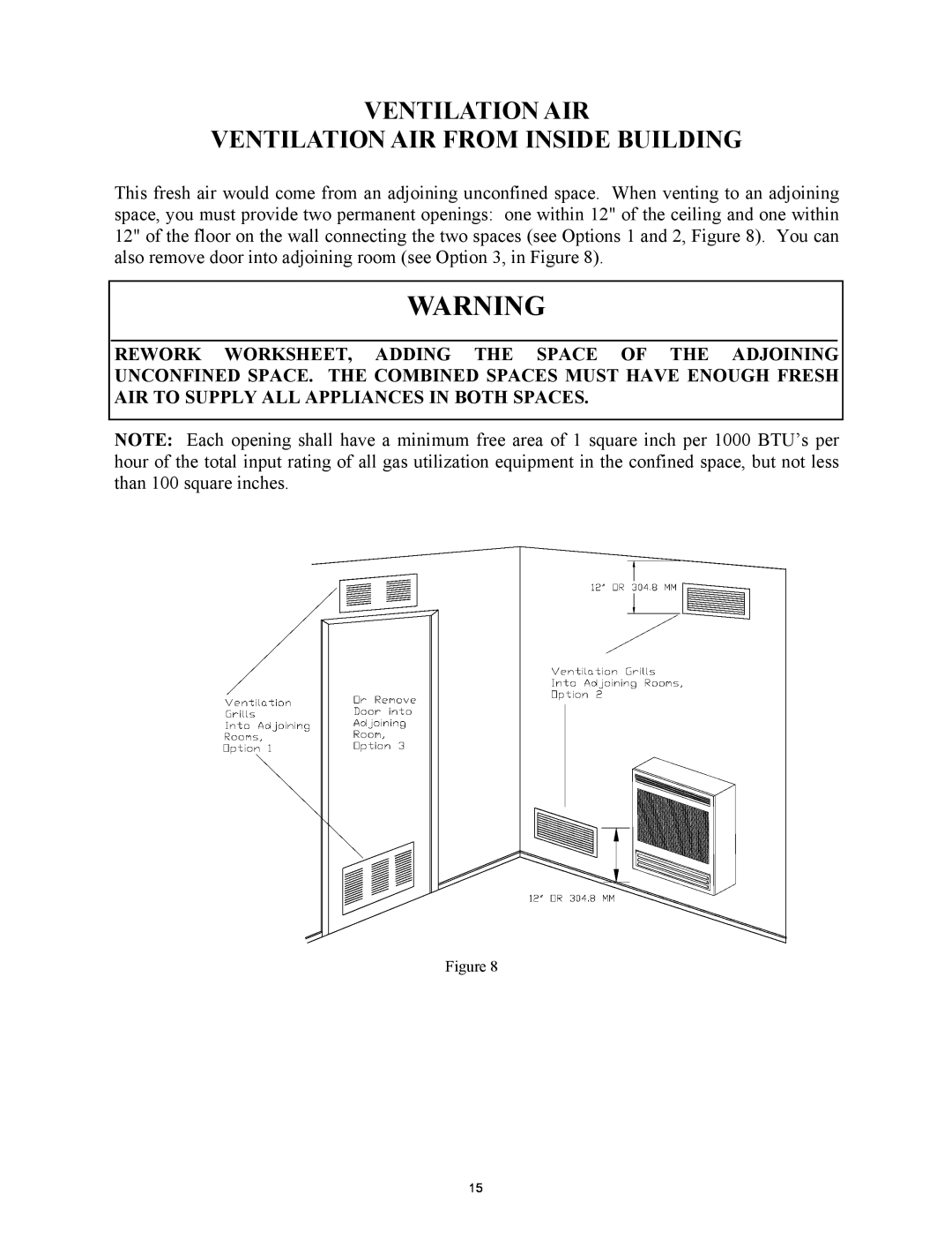 New Buck Corporation 1110 manual Ventilation Air From Inside Building 