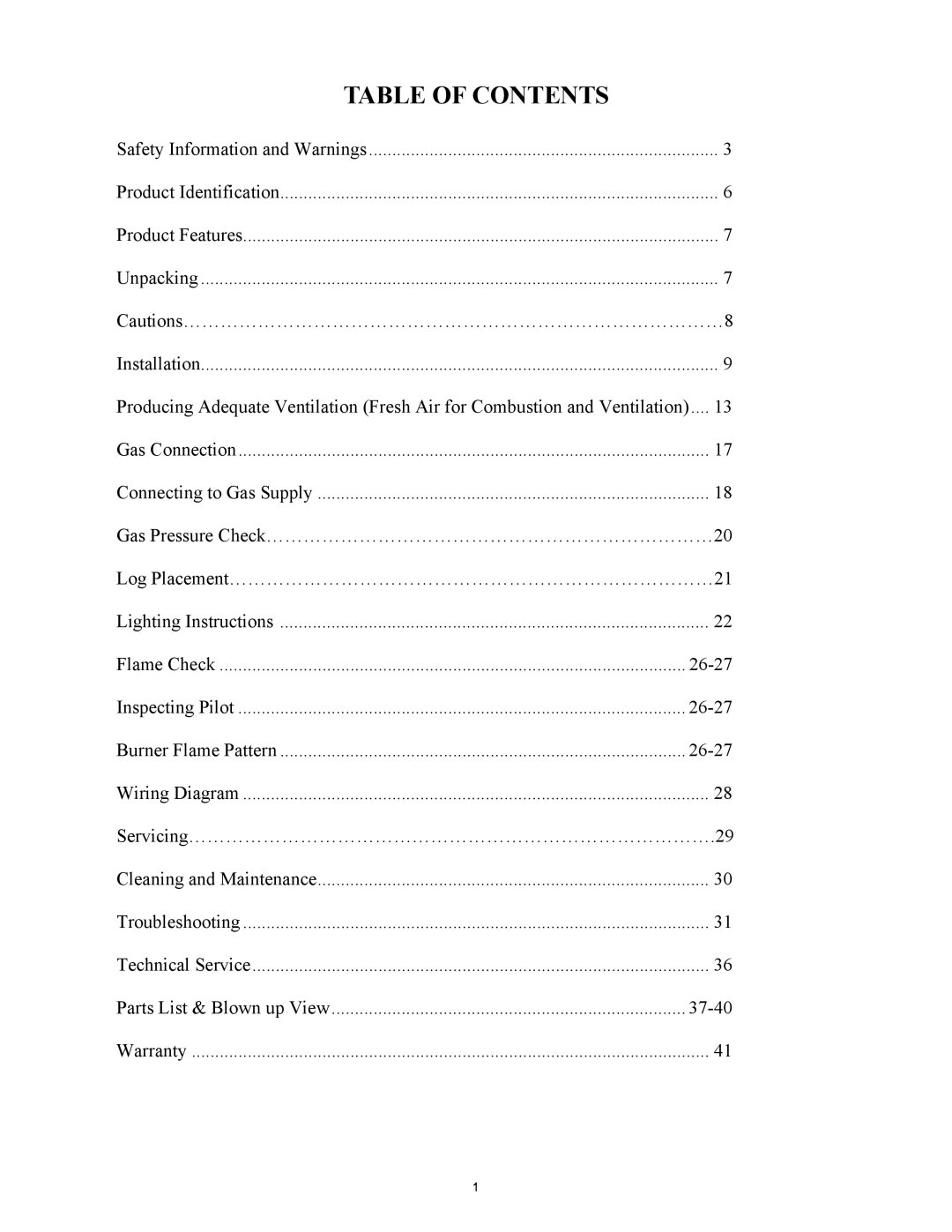 New Buck Corporation 1110 manual Table Of Contents 