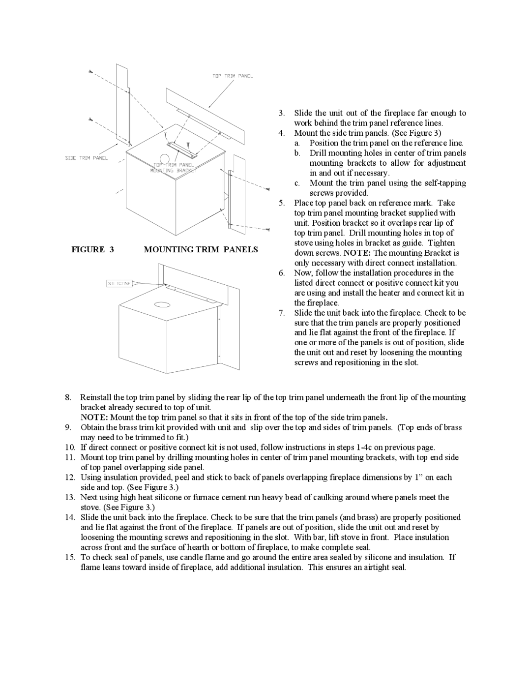 New Buck Corporation 20 Room Heater manual Mounting Trim Panels 