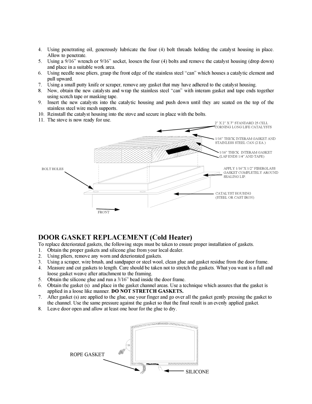 New Buck Corporation 20 Room Heater manual Door Gasket Replacement Cold Heater 