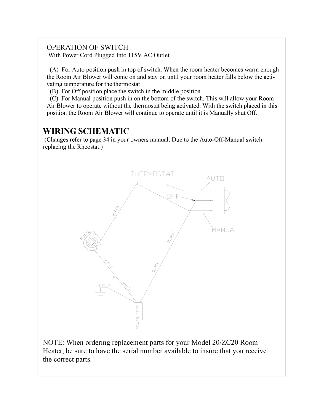 New Buck Corporation 20 Room Heater manual 