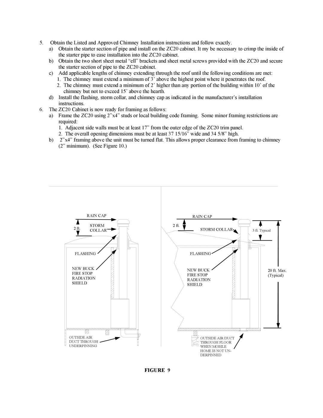 New Buck Corporation 20 Room Heater manual RAIN CAP STORM 2 ft. COLLAR 