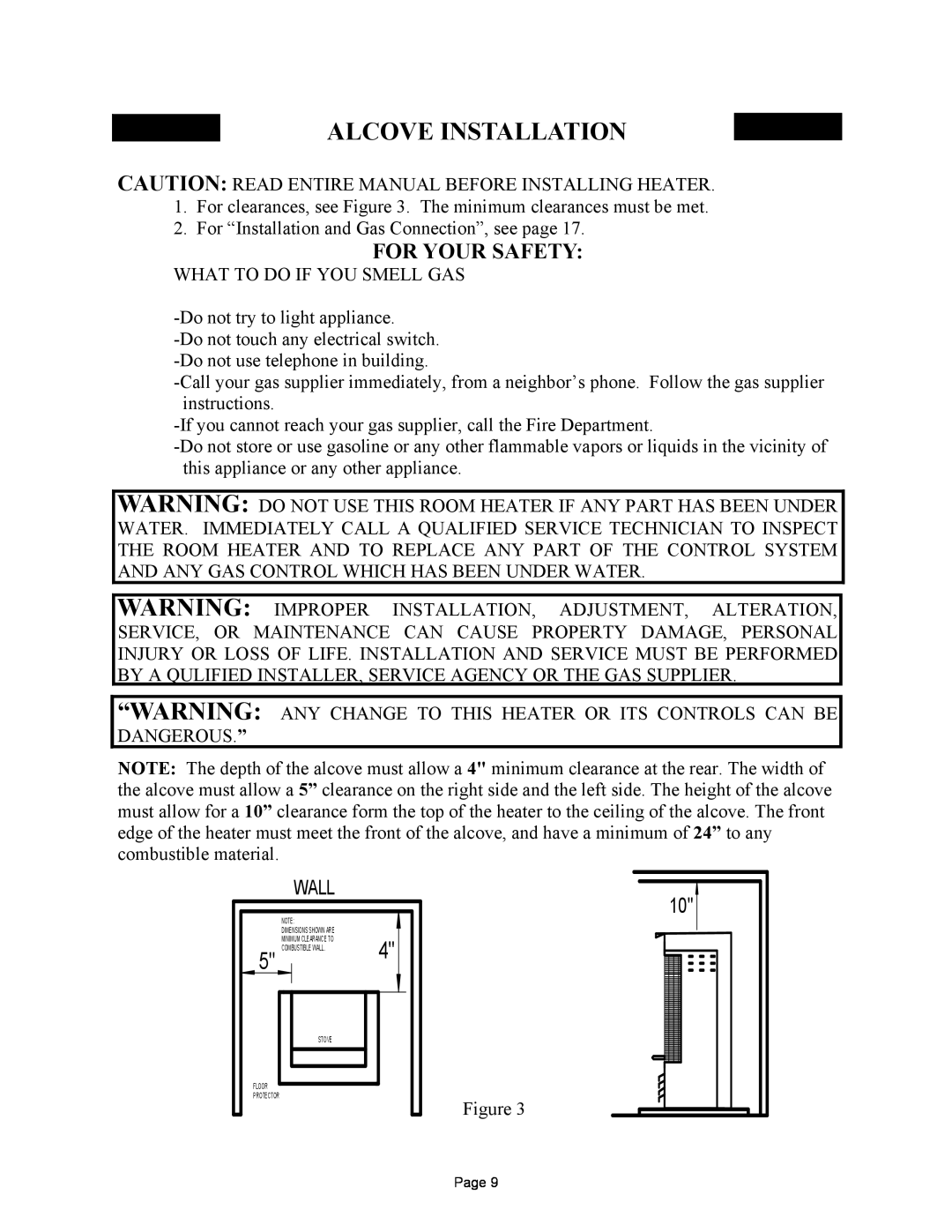 New Buck Corporation 32 manual Alcove Installation, For Your Safety, Wall 