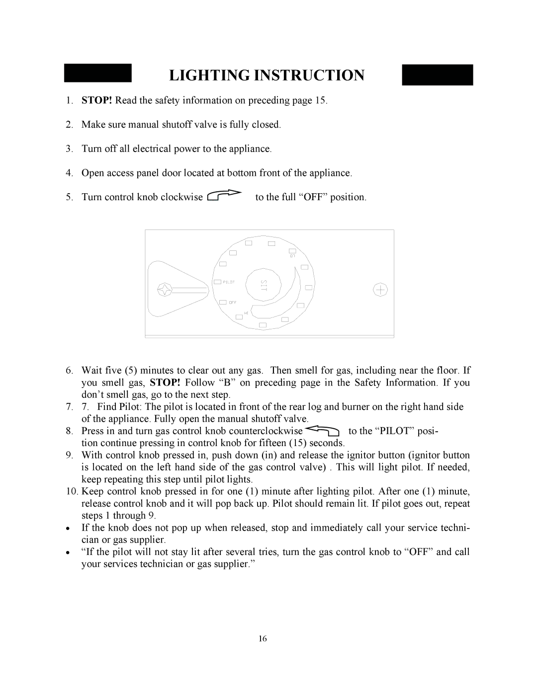 New Buck Corporation 34 manual Lighting Instruction 