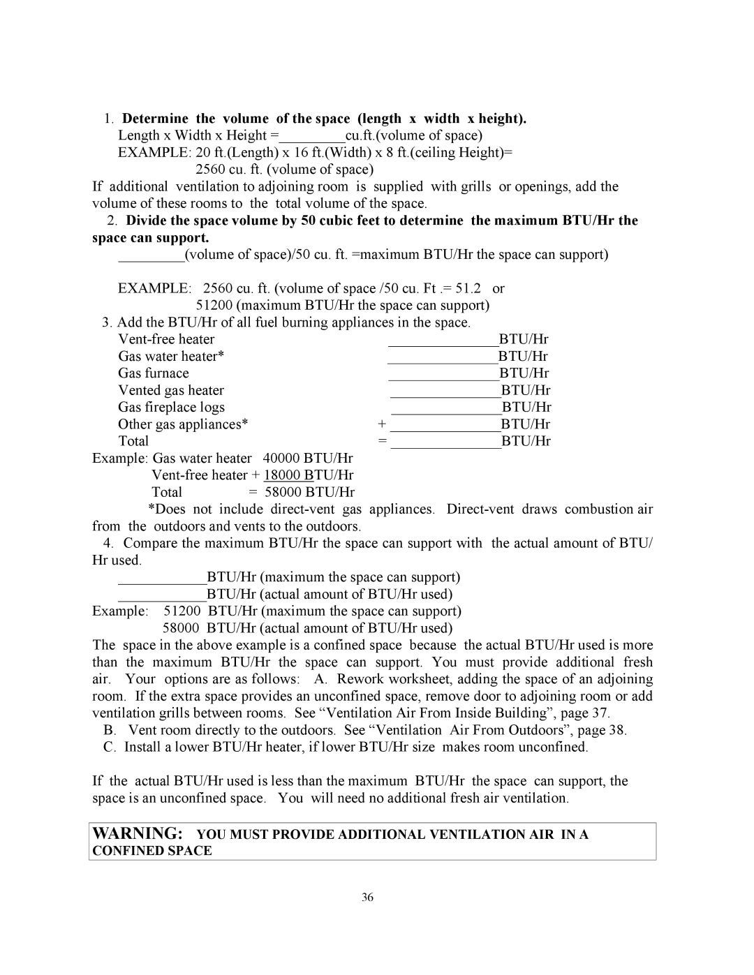 New Buck Corporation 34 manual Determine the volume of the space length x width x height 