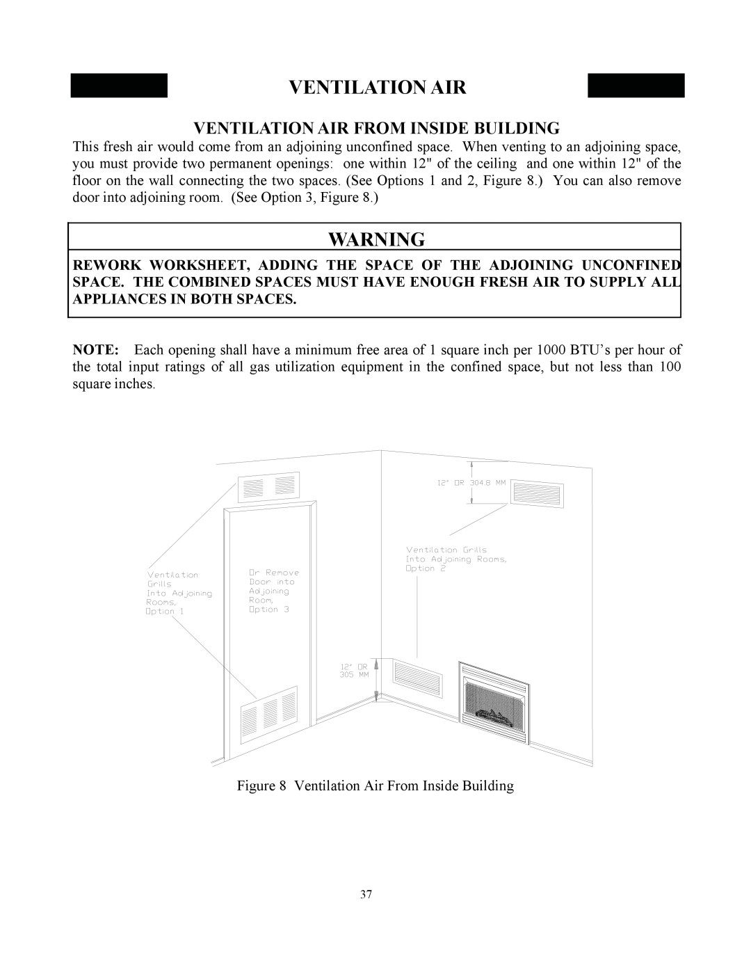 New Buck Corporation 34 manual Ventilation Air From Inside Building 