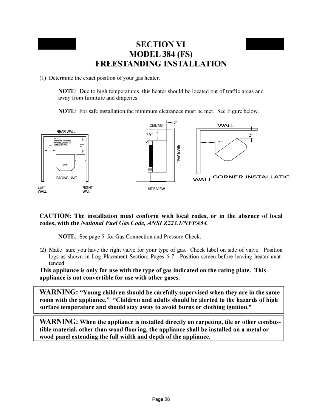 New Buck Corporation manual SECTION MODEL 384 FS FREESTANDING INSTALLATION 