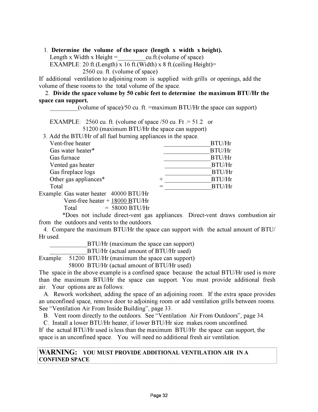 New Buck Corporation 384 manual Determine the volume of the space length x width x height 