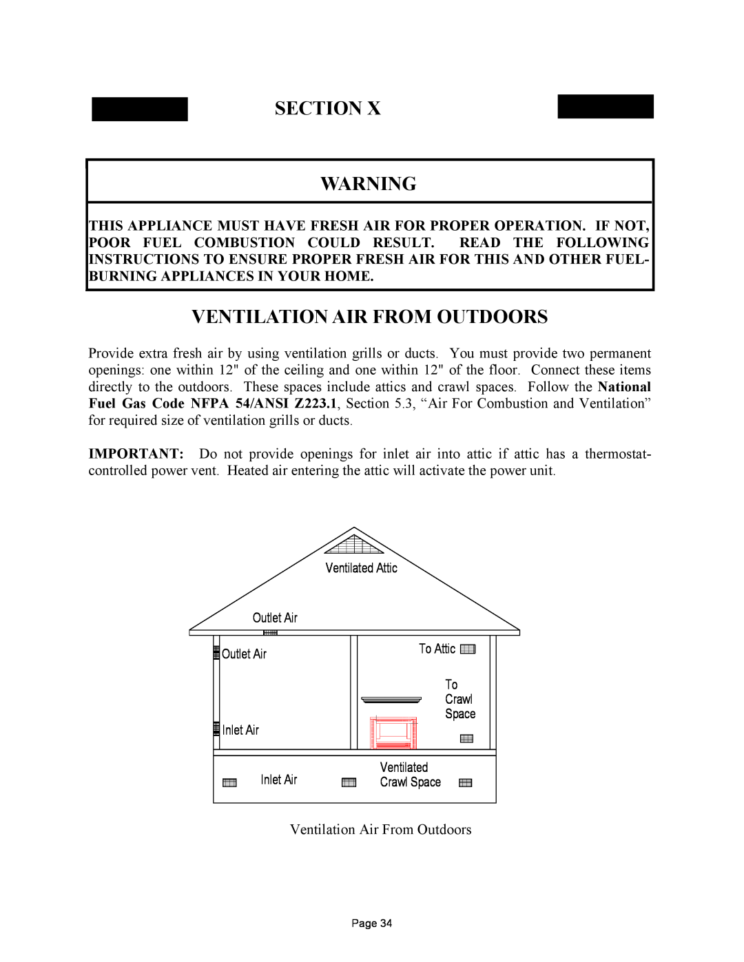 New Buck Corporation 384 manual Ventilation Air From Outdoors, Section 