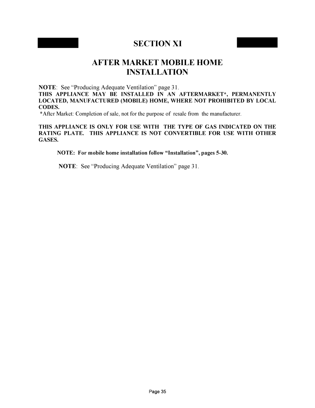New Buck Corporation 384 manual Section After Market Mobile Home Installation 