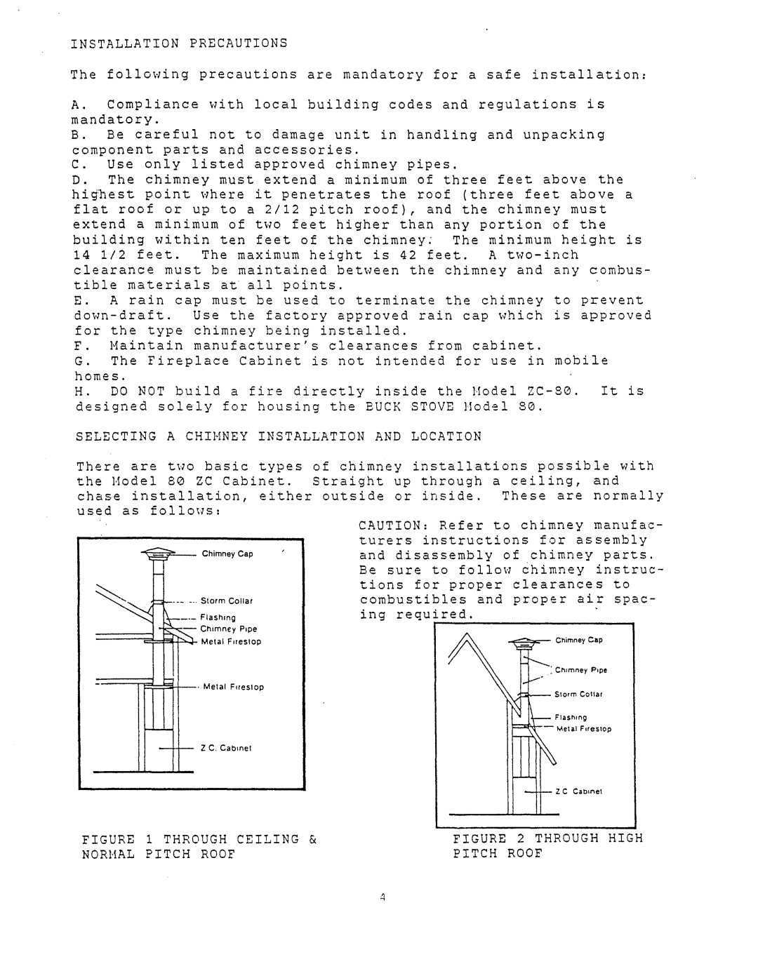 New Buck Corporation 80ZC manual Installation Precautions 