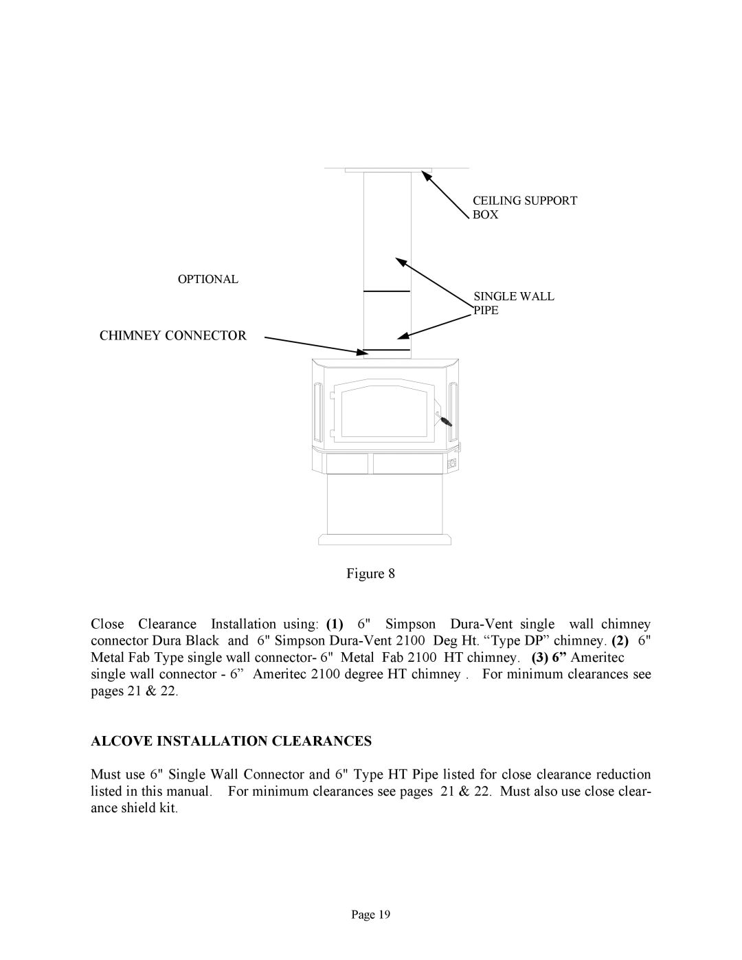 New Buck Corporation 81 installation instructions Alcove Installation Clearances 