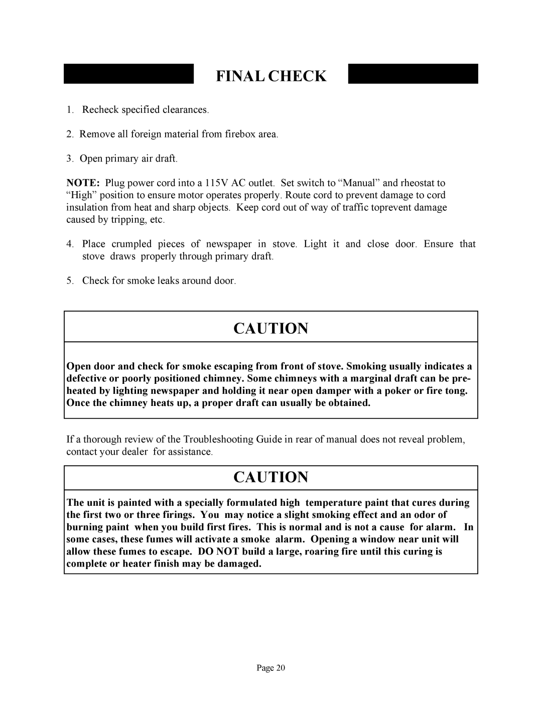 New Buck Corporation 81 installation instructions Final Check 