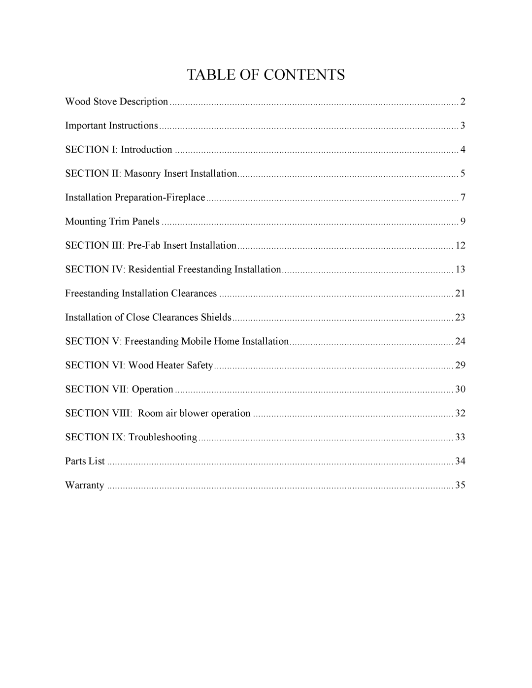 New Buck Corporation 81 installation instructions Table of Contents 