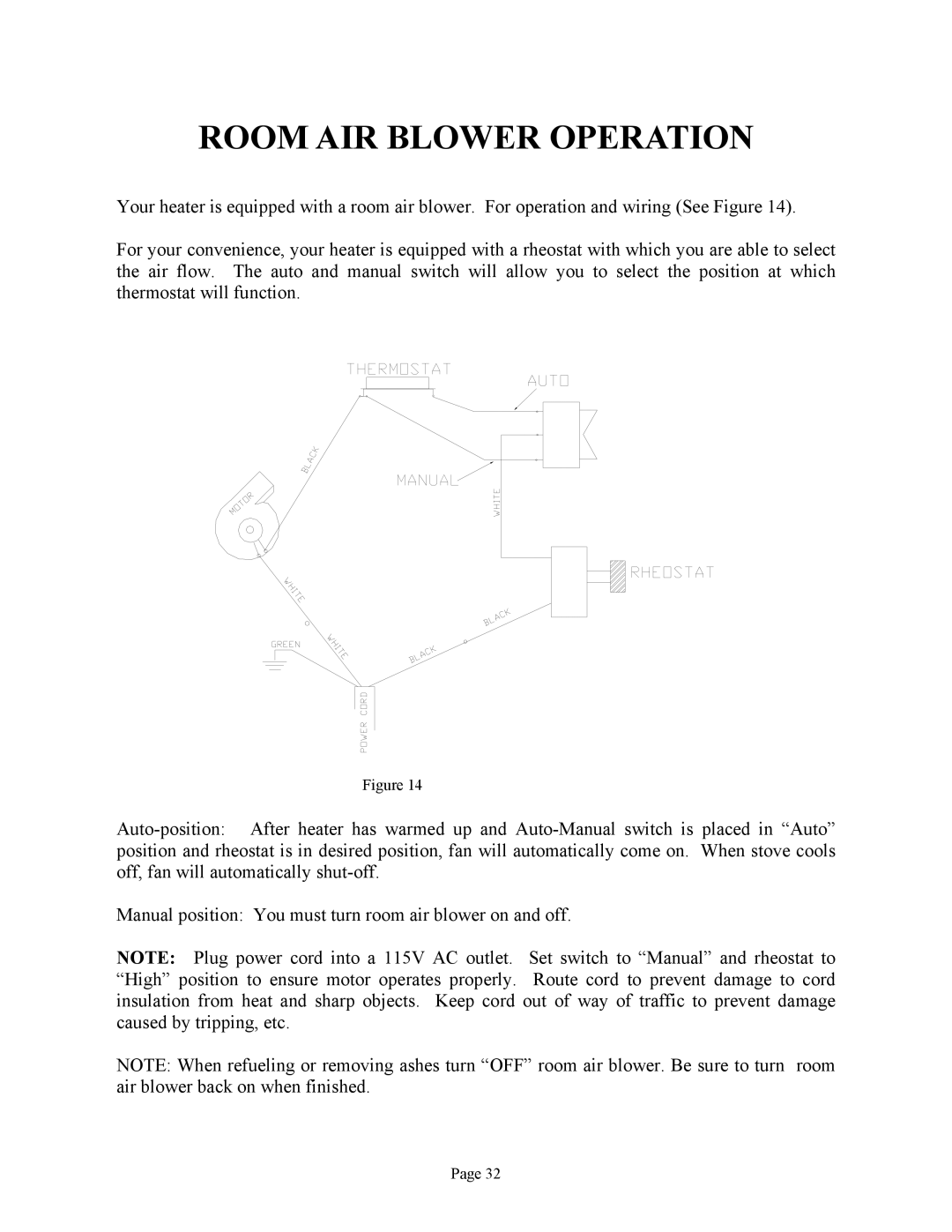 New Buck Corporation 81 installation instructions Room AIR Blower Operation 