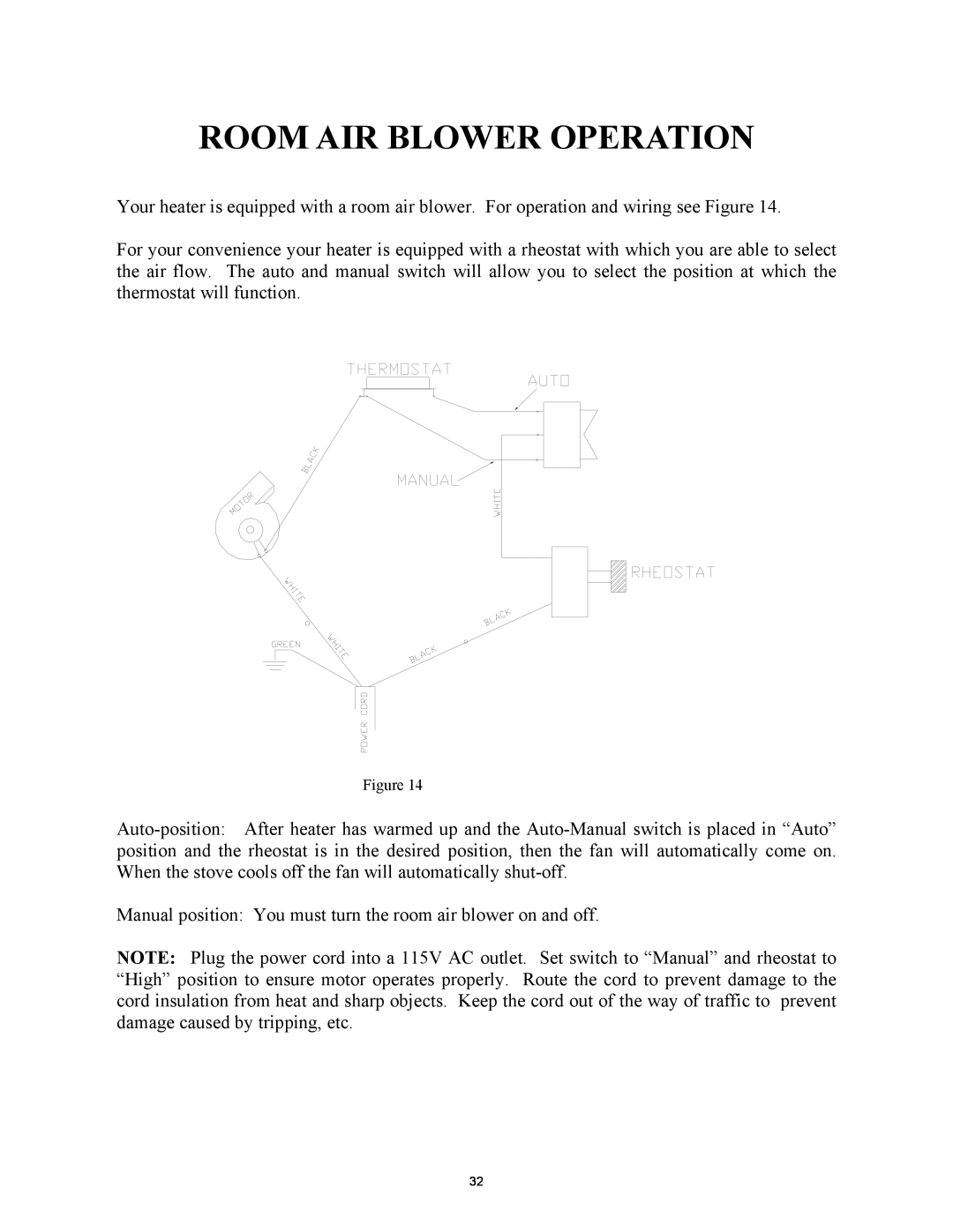 New Buck Corporation 81 installation instructions Room Air Blower Operation 