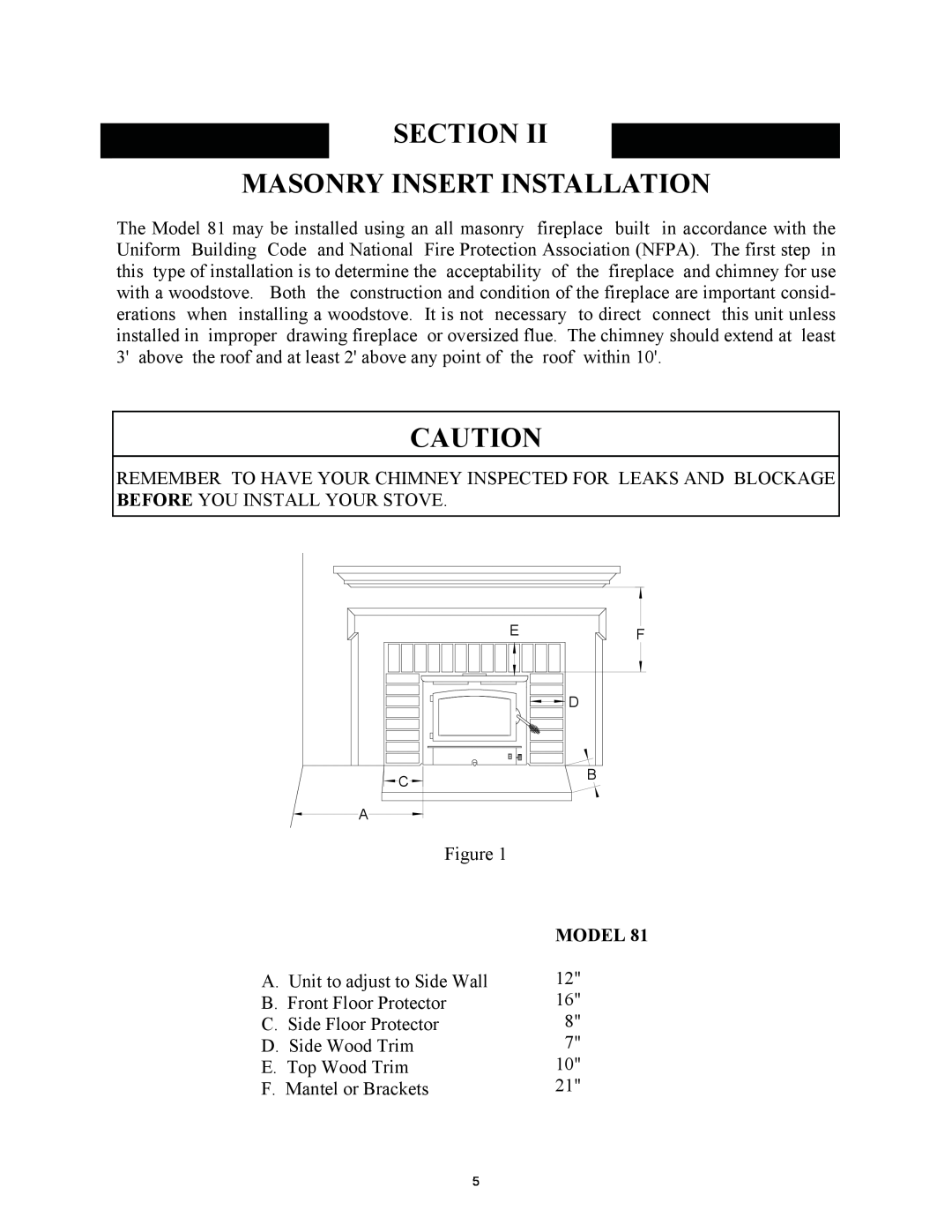 New Buck Corporation 81 installation instructions Section Masonry Insert Installation, Model 