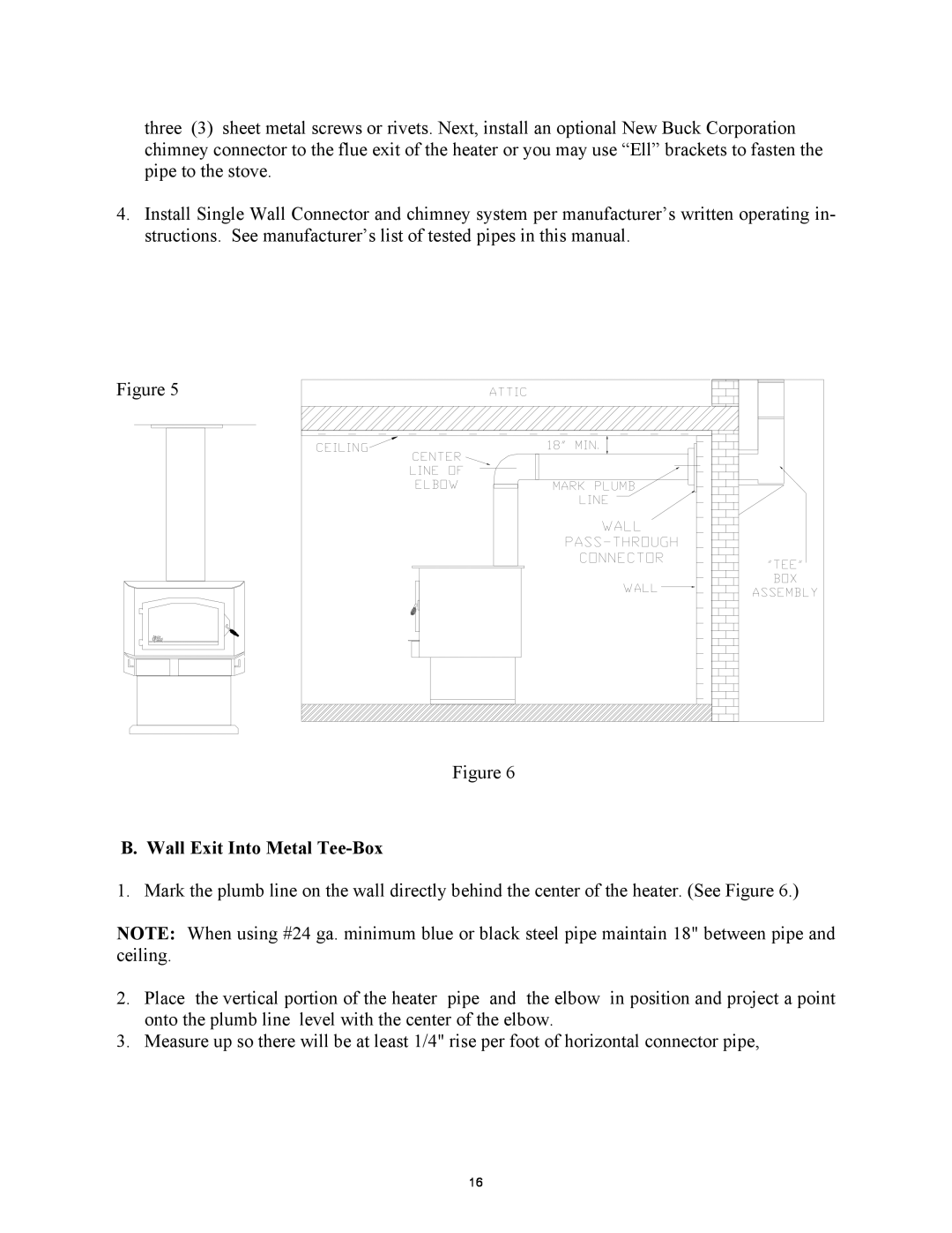 New Buck Corporation 85 installation instructions B.Wall Exit Into Metal Tee-Box 