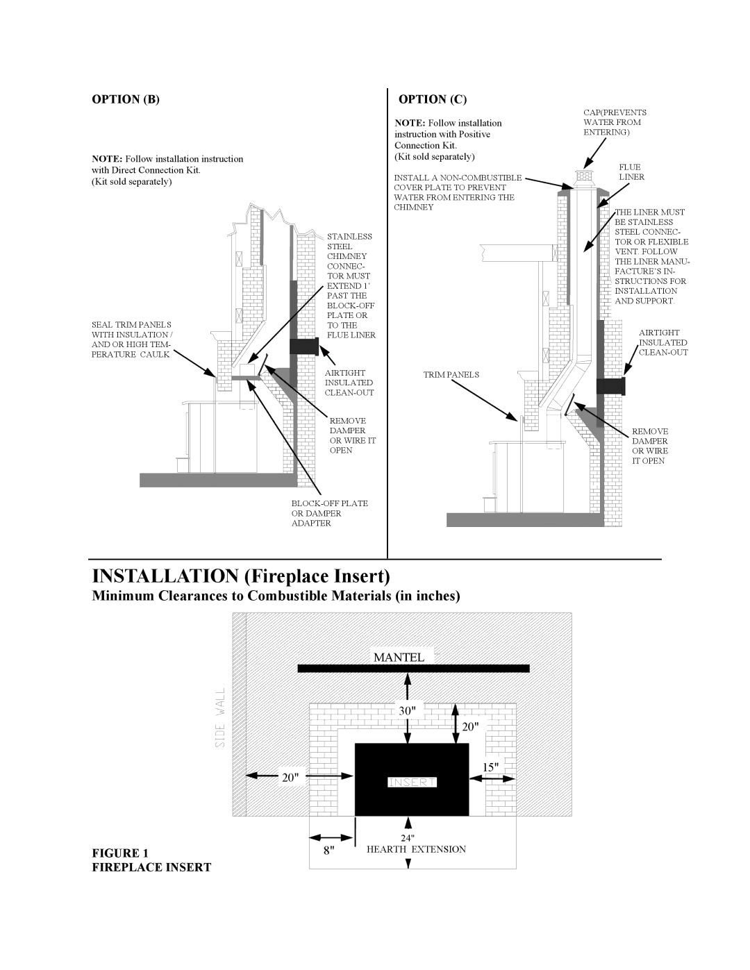 New Buck Corporation 91 manual Installation Fireplace Insert 