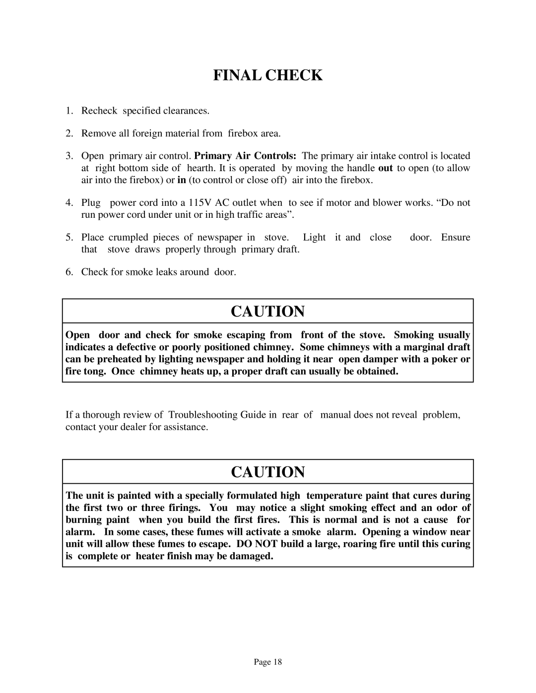 New Buck Corporation 94NC installation instructions Final Check 