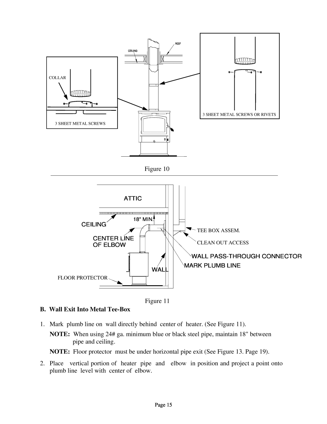 New Buck Corporation 94NC installation instructions B. Wall Exit Into Metal Tee-Box 
