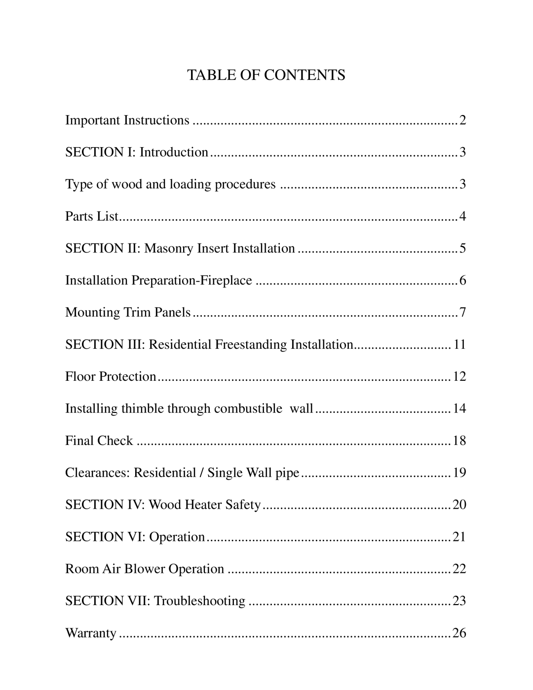 New Buck Corporation 94NC installation instructions Table Of Contents 