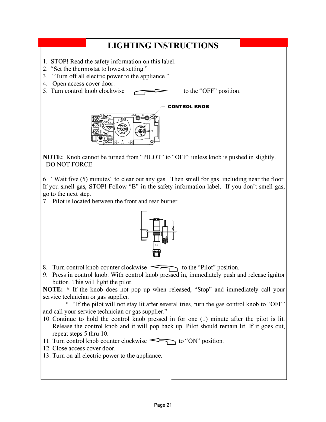 New Buck Corporation DV1000 manual Lighting Instructions 