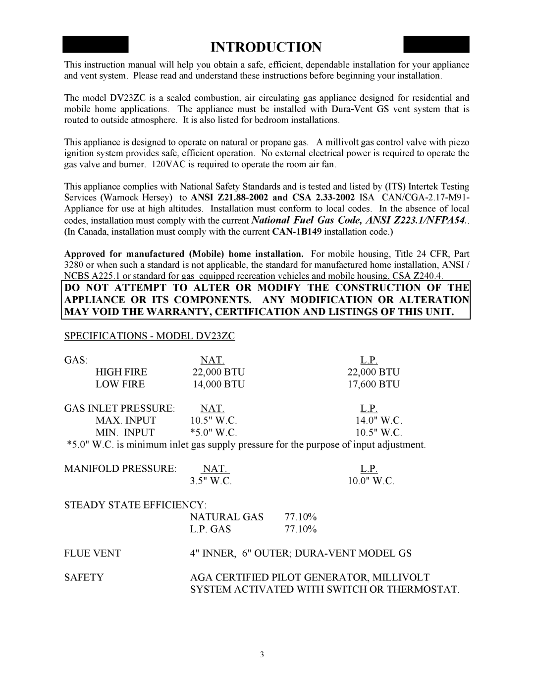 New Buck Corporation DV23ZC manual Introduction, MIN. Input 