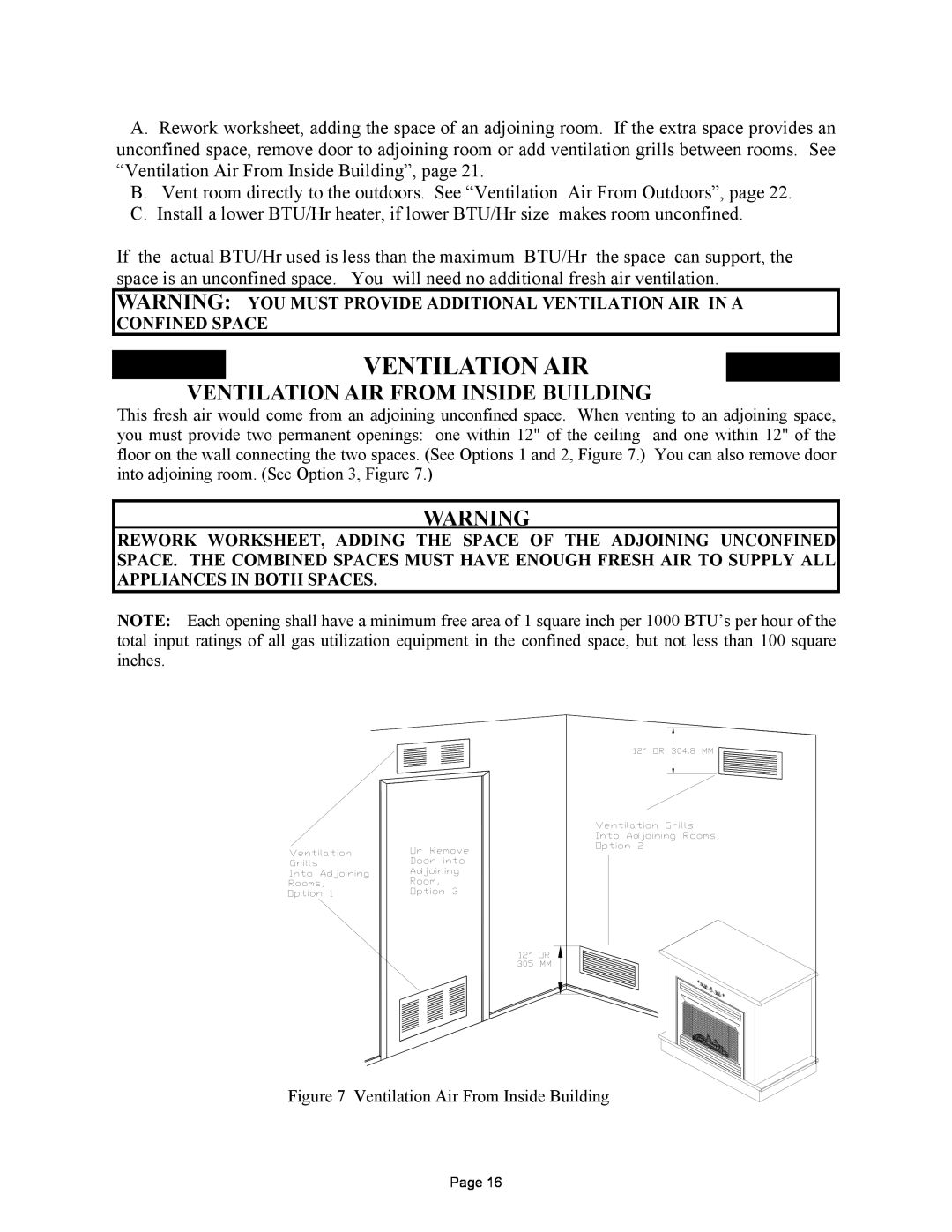 New Buck Corporation FP-BR-10-ZC manual Ventilation Air From Inside Building 
