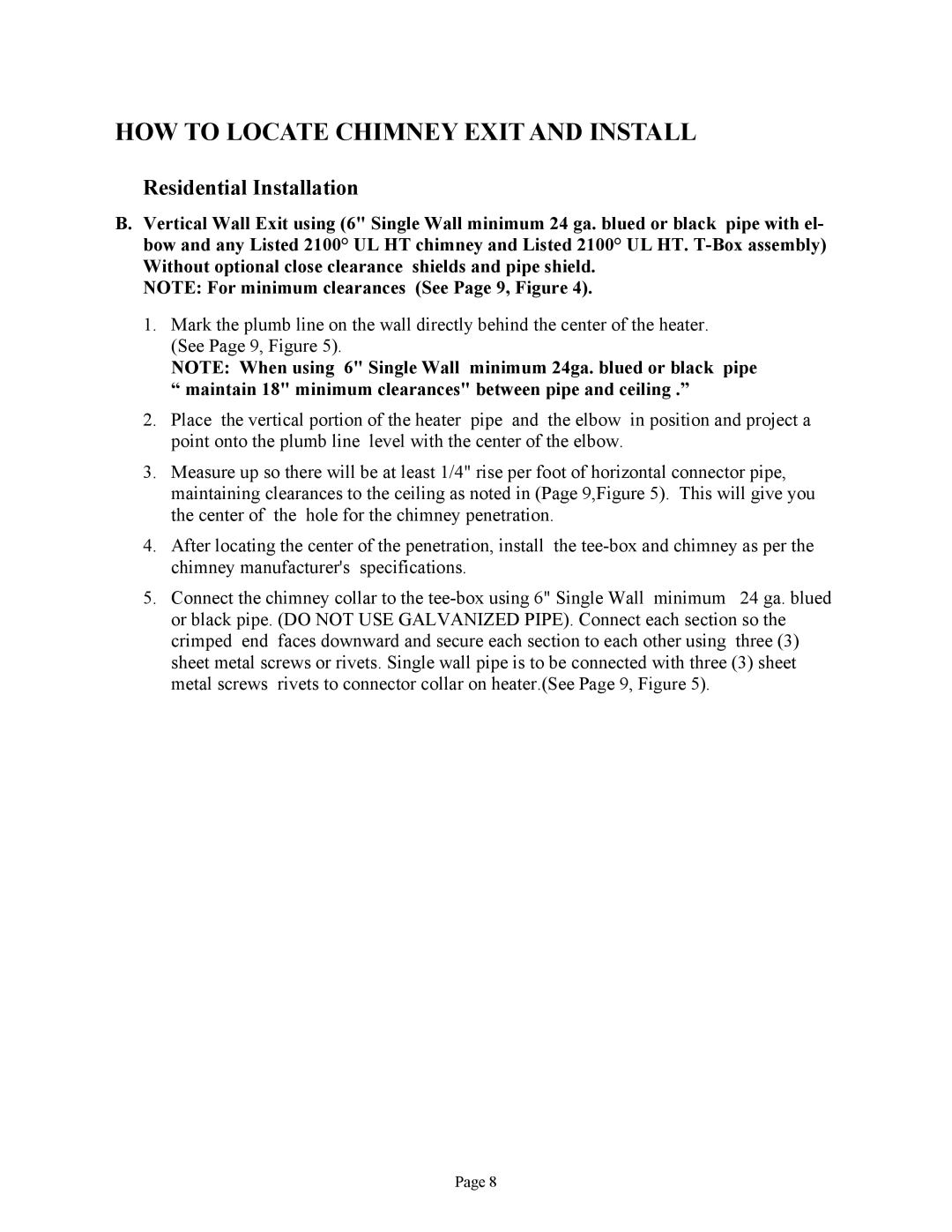 New Buck Corporation FS 21 installation instructions HOW to Locate Chimney Exit and Install 