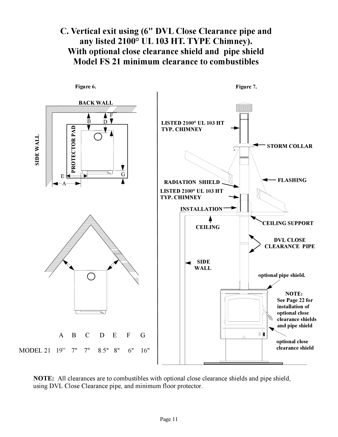 New Buck Corporation FS 21 installation instructions C D E F G 