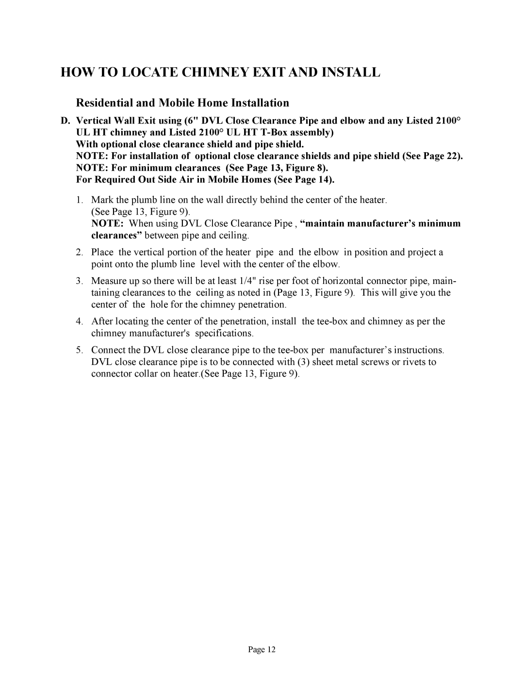 New Buck Corporation FS 21 installation instructions HOW to Locate Chimney Exit and Install 