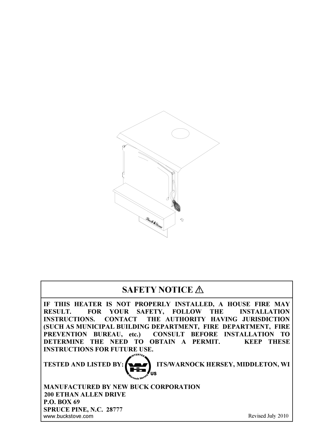 New Buck Corporation FS 21 installation instructions 