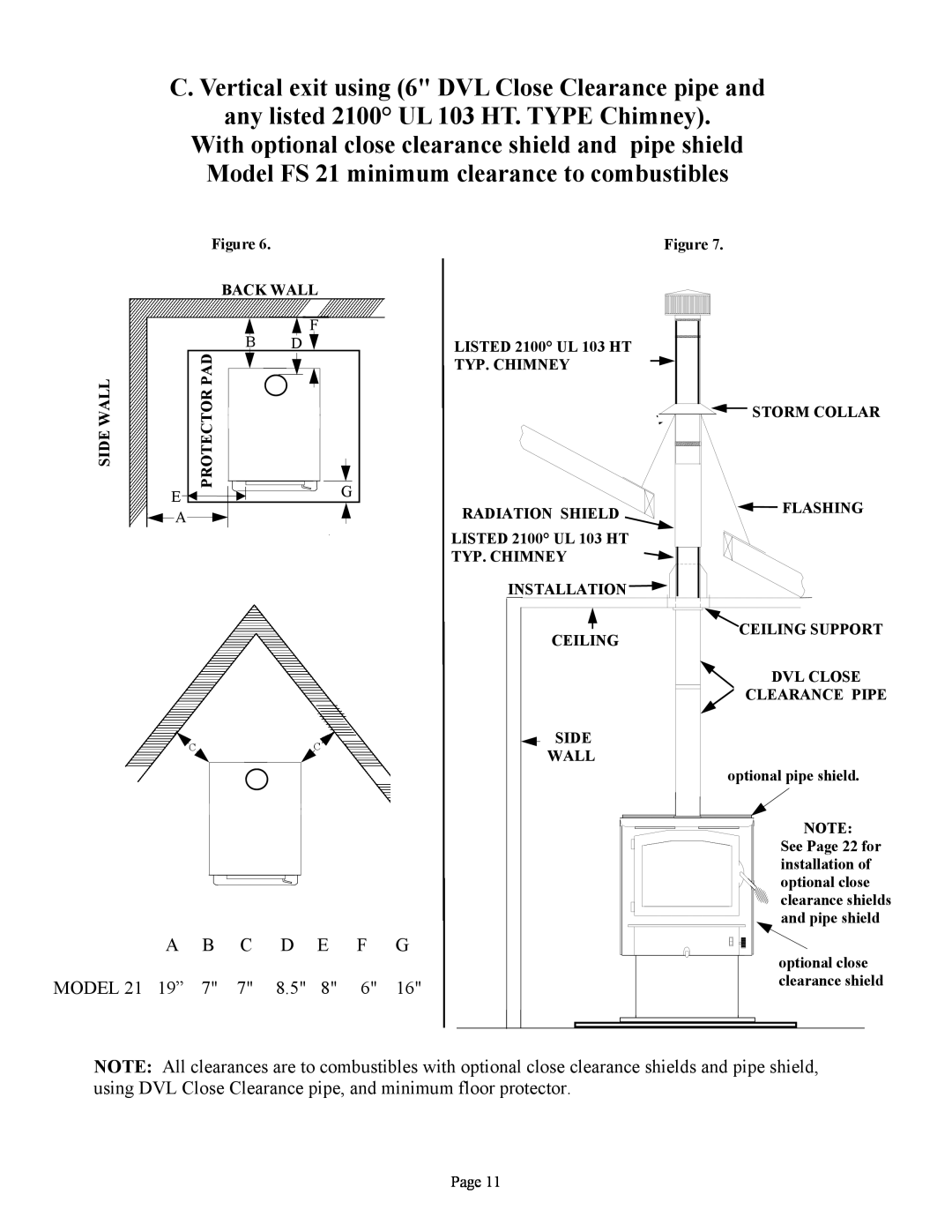 New Buck Corporation FS 21 installation instructions any listed 2100 UL 103 HT. TYPE Chimney 