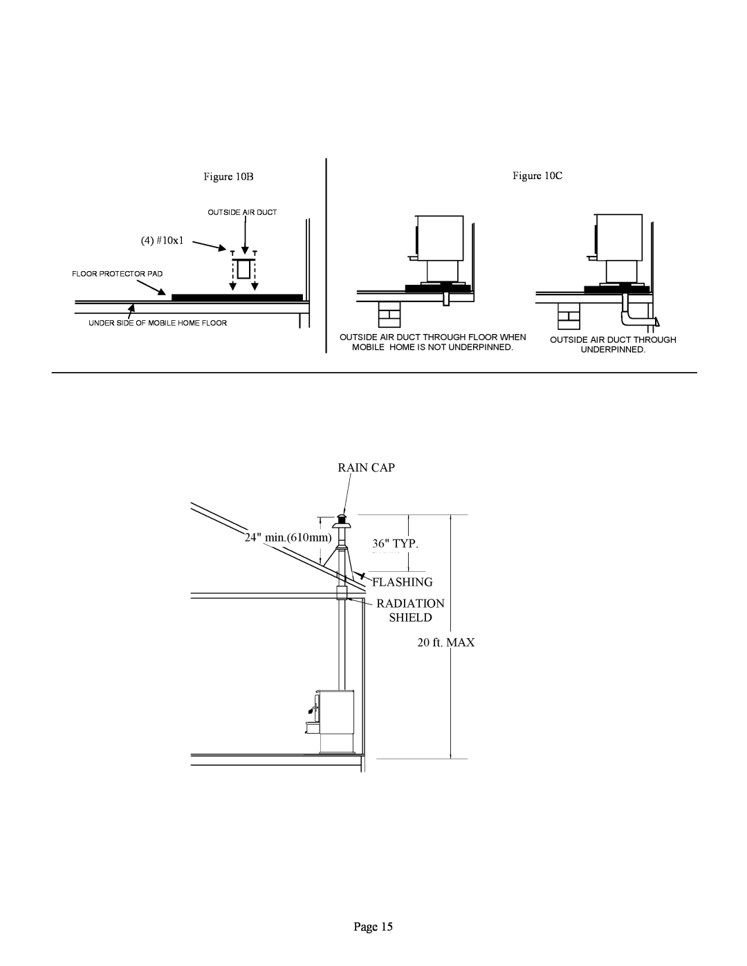 New Buck Corporation FS 21 24 min.610mm, Flashing, Shield, 20 ft. MAX, Page, B, 4 #10x1, C, Mobile Home Is Not Underpinned 