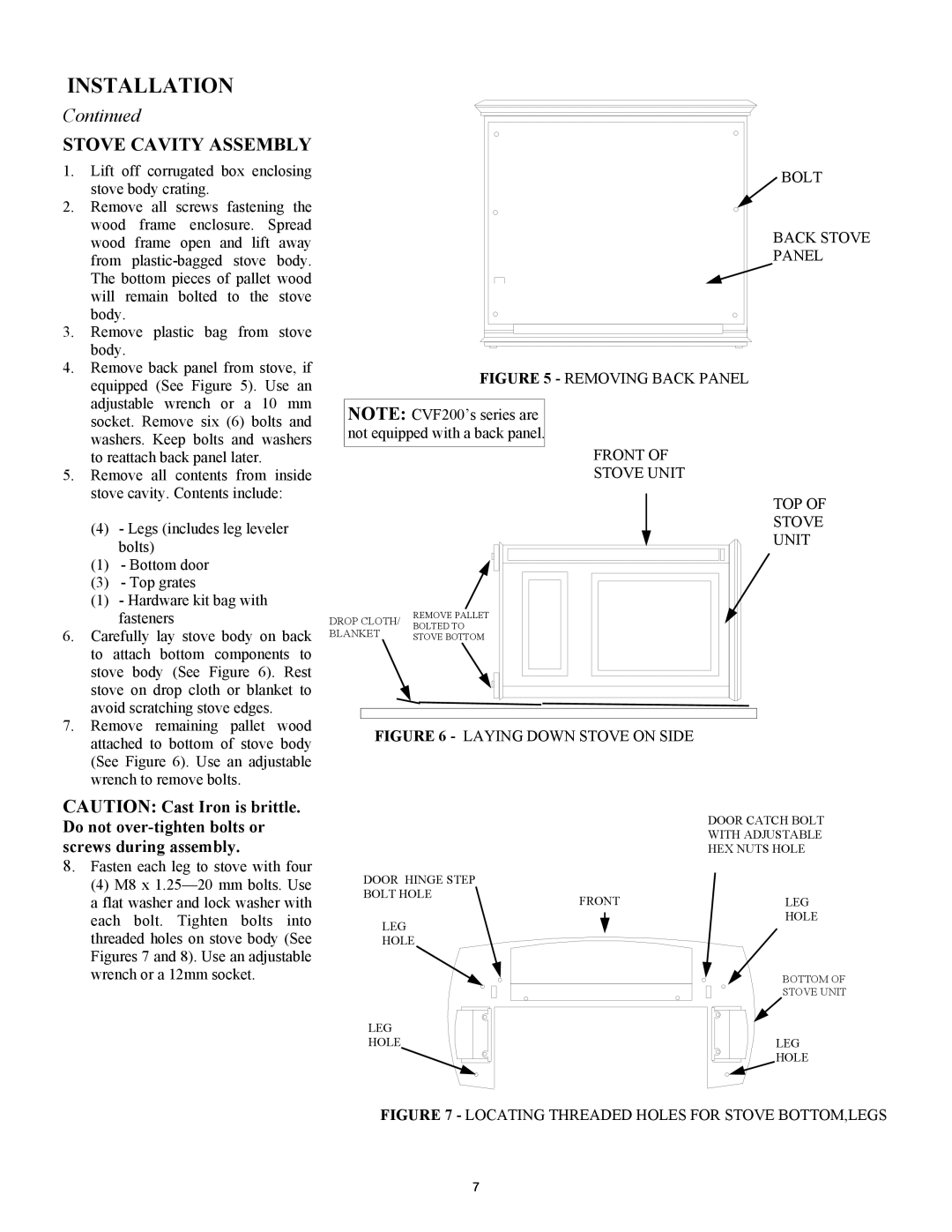 New Buck Corporation GAS STOVE HEATER installation manual Continued, Stove Cavity Assembly 