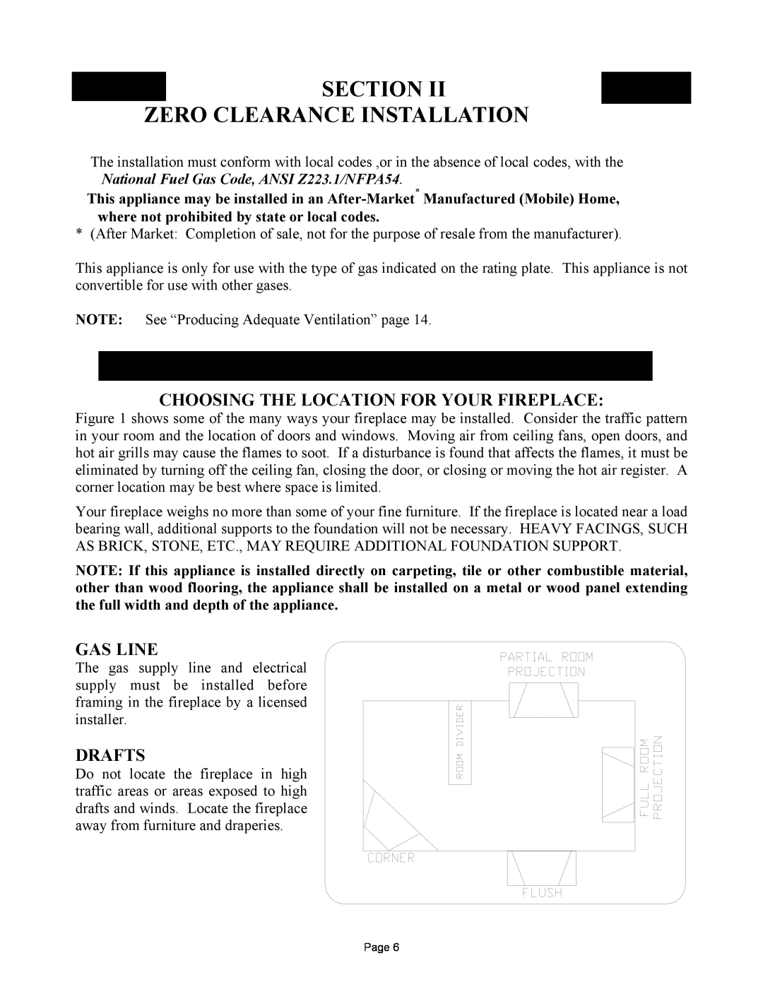 New Buck Corporation MODEL FP-327-ZC Section Zero Clearance Installation, Choosing The Location For Your Fireplace, Drafts 