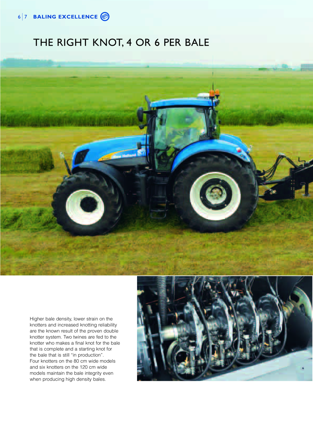New Holland BB9O6O, BB9OOO, BB9O8O manual THE RIGHT KNOT, 4 OR 6 PER BALE, 6 7 BALING EXCELLENCE 