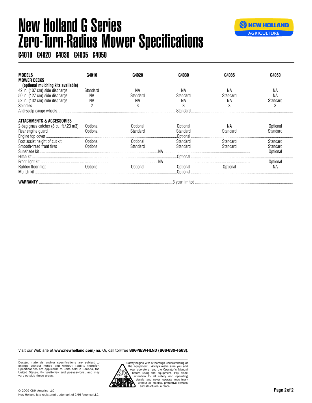 New Holland G4050, G4020, G4010, G4030, G4035 specifications Mower Decks 