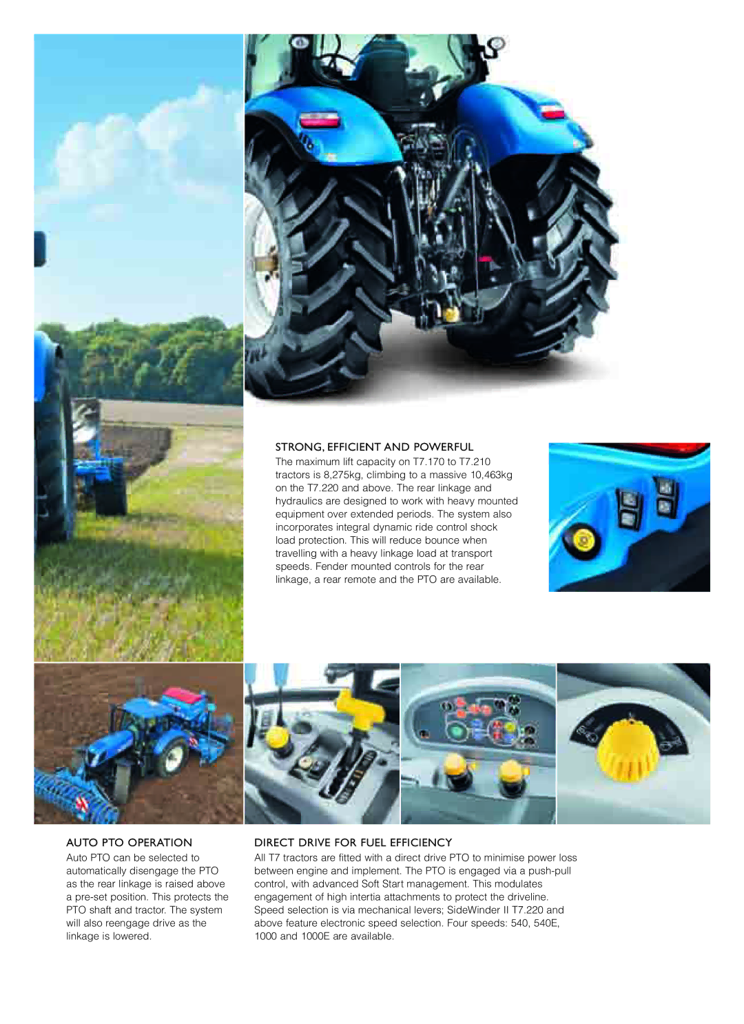 New Holland T7.210, T7.270, T7.260 Auto PTO Operation, STRONG, Efficient and Powerful, Direct Drive for Fuel Efficiency 