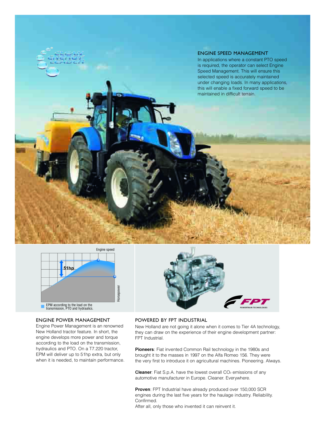 New Holland T7.235, T7.270, T7.260, T7.185 Engine Speed Management, Engine Power Management, Powered By Fpt Industrial, 51hp 