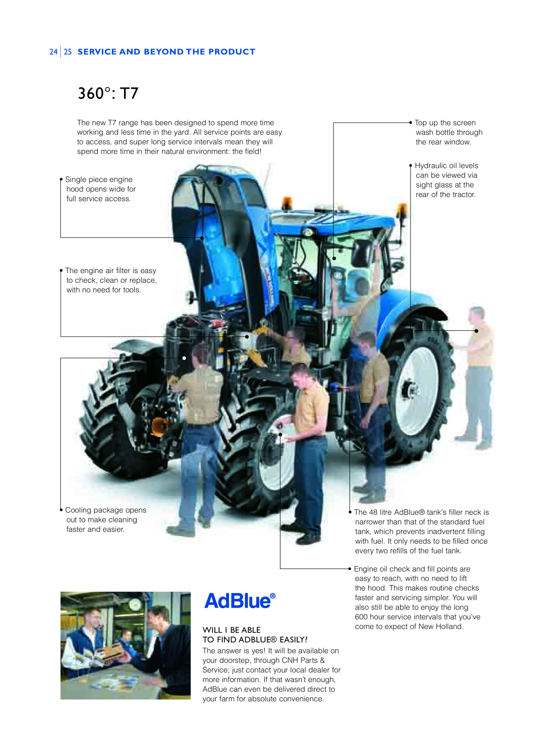 New Holland T7.170, T7.270, T7.260 360 T7, 24 25 SERVICE AND BEYOND THE PRODUCT, Will I Be Able To Find Adblue Easily? 