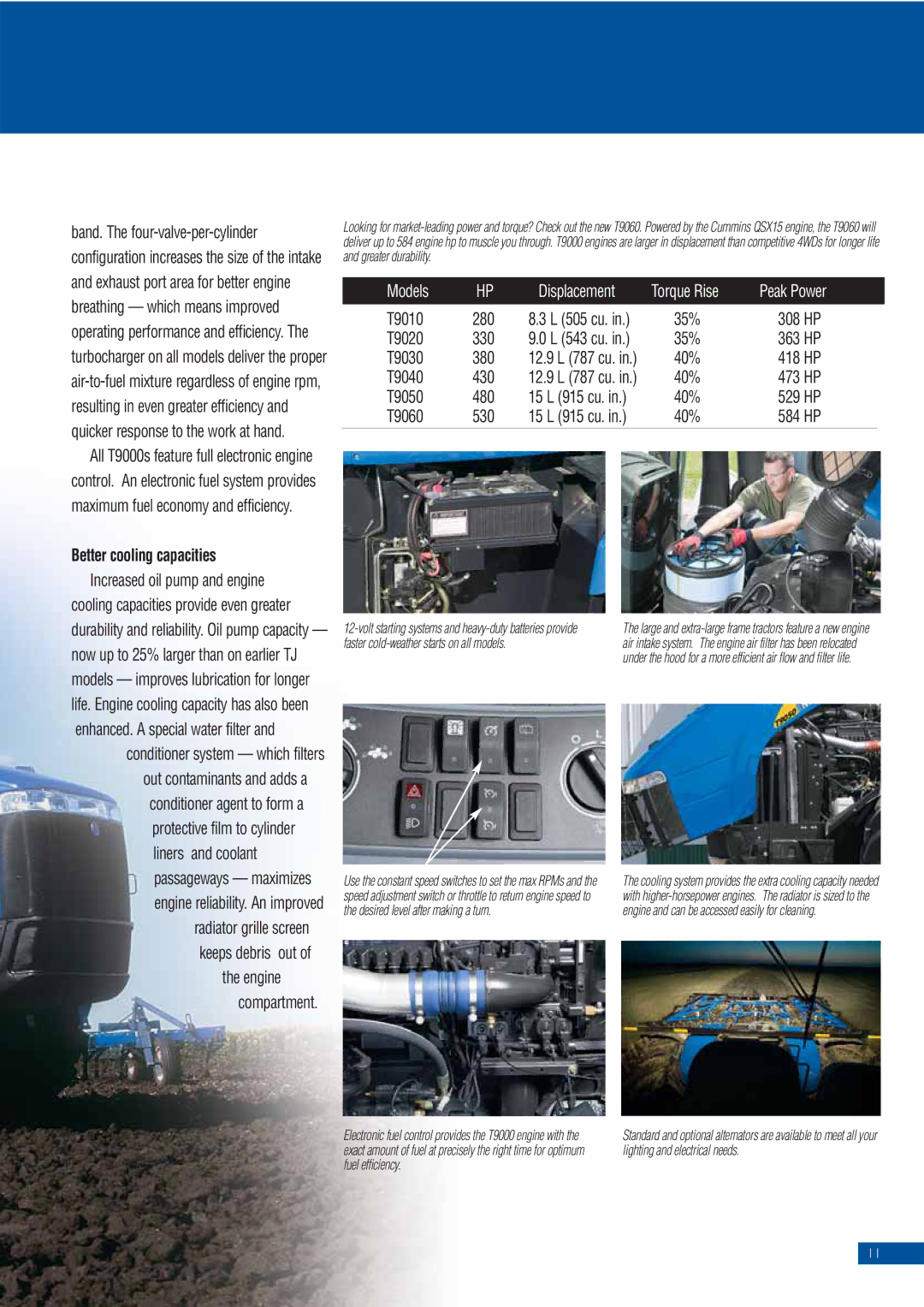 New Holland T9040, T9060, T9050, T9030, T9020, T9010 manual Better cooling capacities 