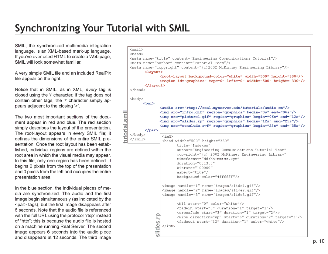 New Media Technology multi-media manual Synchronizing Your Tutorial with Smil, Tutorial.smil 