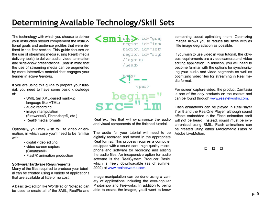 New Media Technology multi-media manual Determining Available Technology/Skill Sets, Software/Hardware Requirements 