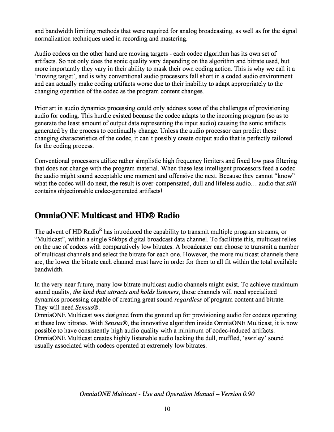 New Media Technology Omnia ONE Multicast manual OmniaONE Multicast and HD→ Radio 