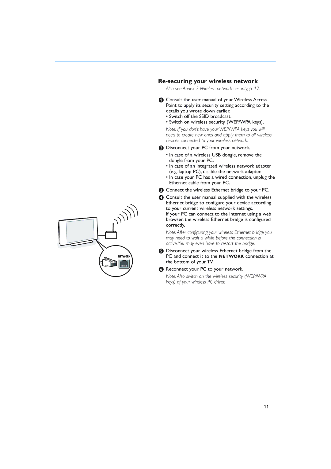 New Transducers 42PF9830/10 Re-securing your wireless network, Also see Annex 2Wireless network security, p 